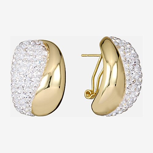 Sparkle Allure Womens Crystal 14K Gold Over Brass 23.8mm Hoop Earrings, One Size, Yellow
