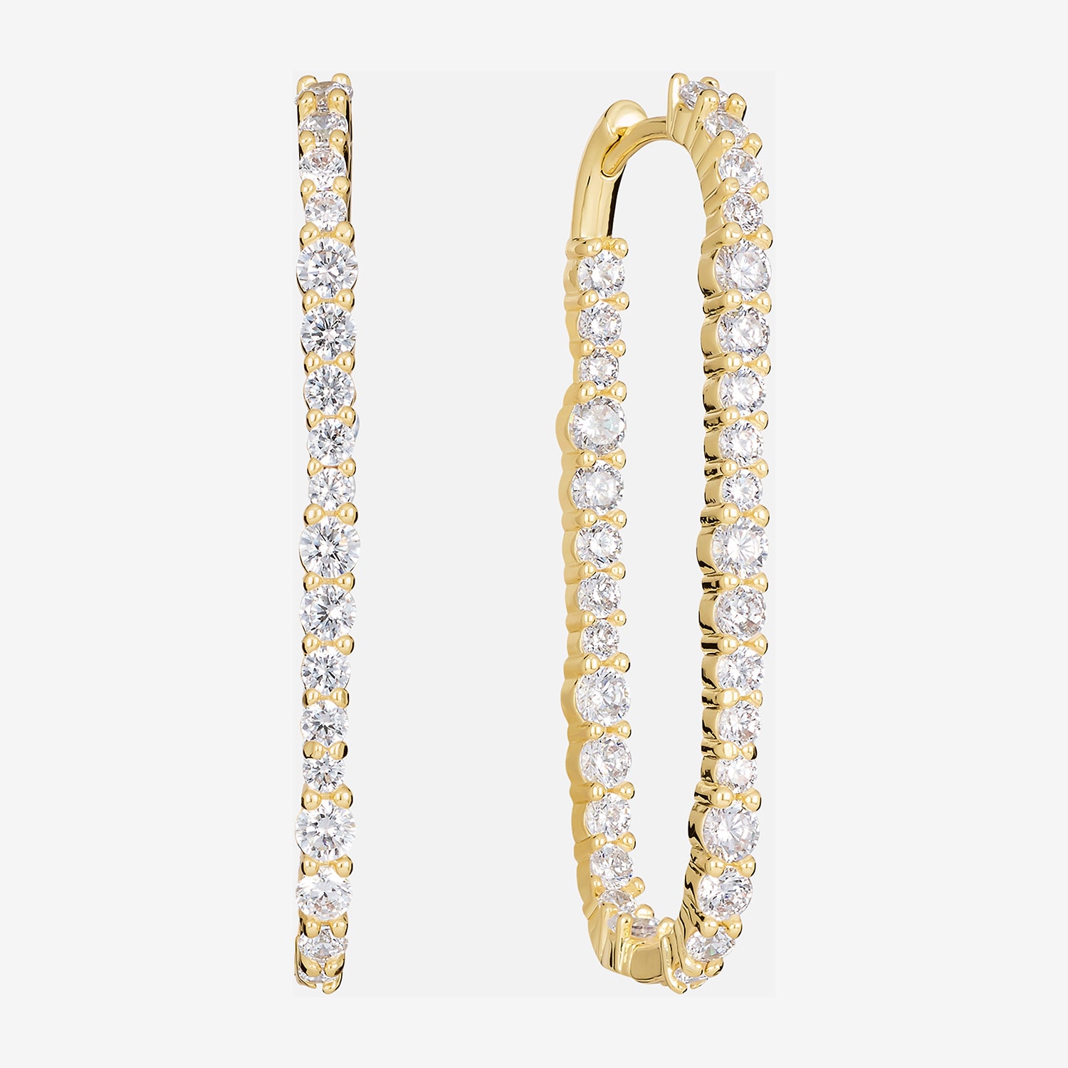 Sparkle Allure Womens Cubic Zirconia 14K Gold Over Brass 39.6mm Hoop Earrings