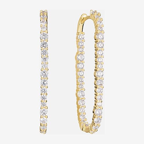 Sparkle Allure Womens Cubic Zirconia 14K Gold Over Brass 39.6mm Hoop Earrings, One Size, Yellow