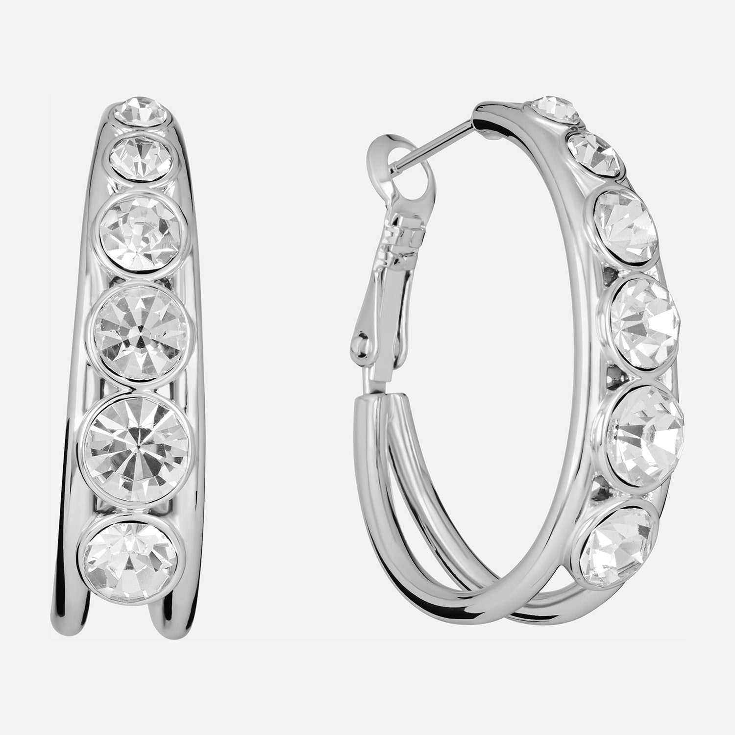 Sparkle Allure Womens Crystal 46.4mm Hoop Earrings