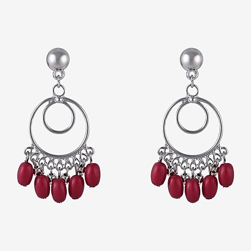 Mixit Womens Round Drop Earrings In Red