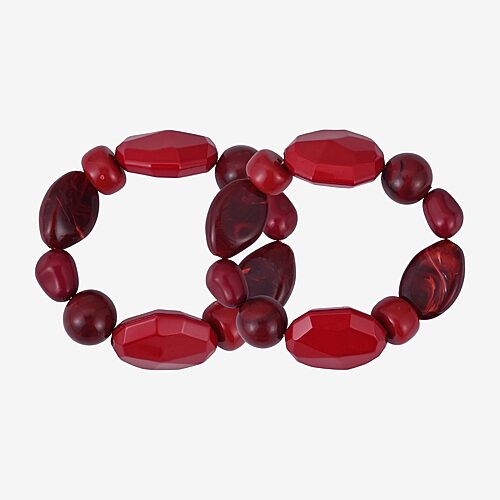 Mixit Womens Oval Beaded Bracelet In Red