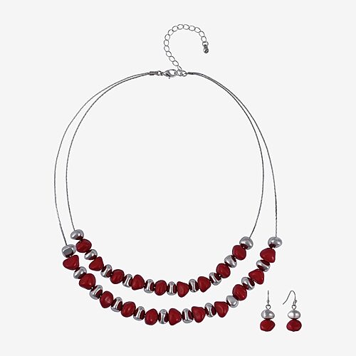Mixit Womens 2-pc. Necklace Set In Red
