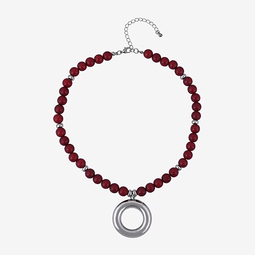 Mixit Womens 18 Inch Beaded Necklace In Red