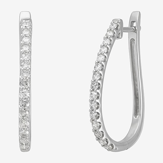 Limited Quantities! Womens 1 CT. T.W. Natural White Diamond 10K Gold 29.8mm Hoop Earrings