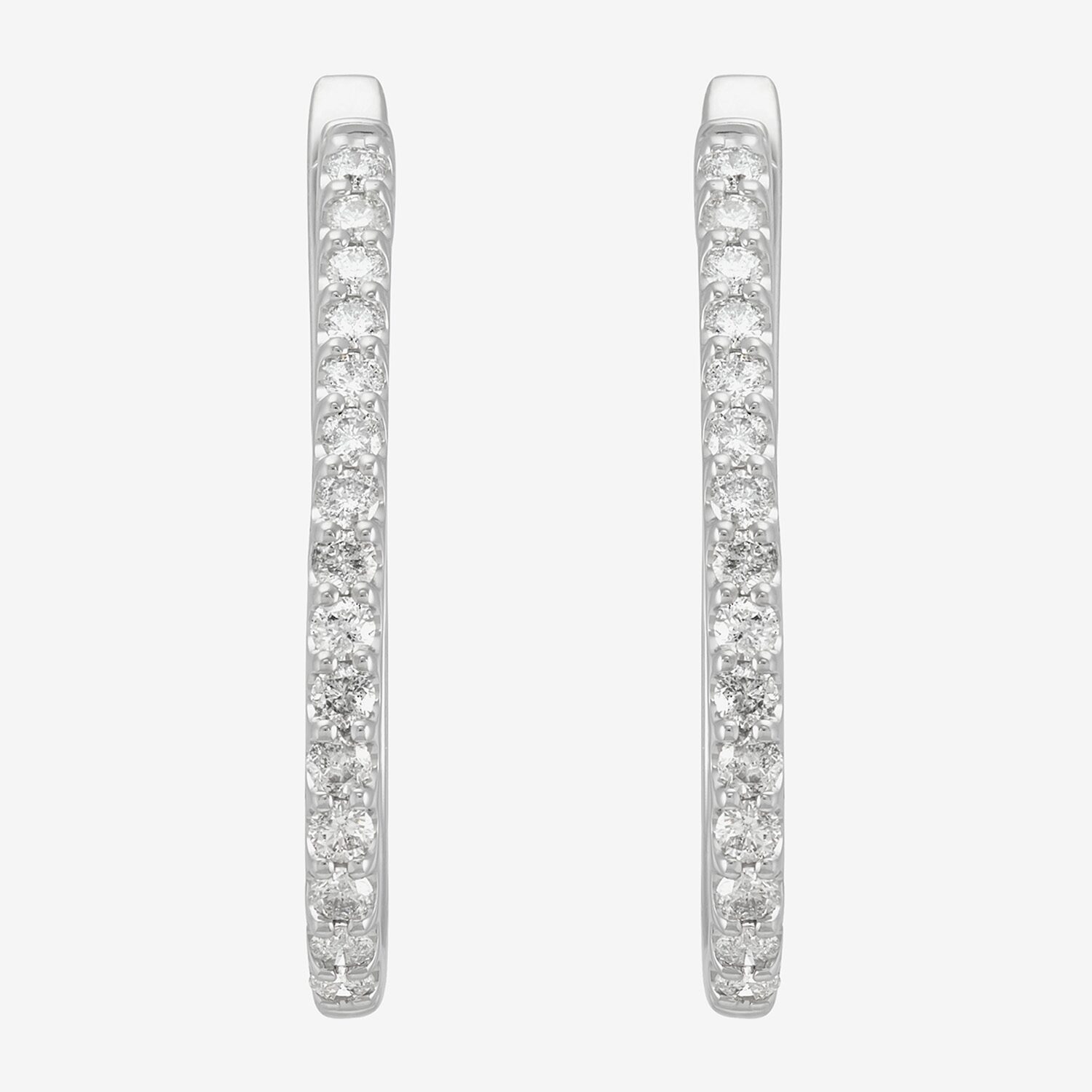 Limited Quantities! Womens 1 CT. T.W. Natural White Diamond 10K Gold 29.8mm Hoop Earrings