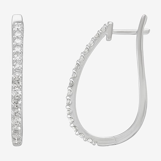 Limited Quantities! Womens 1 CT. T.W. Natural White Diamond 10K Gold 29.8mm Hoop Earrings