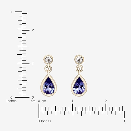 Limited Quantities! Womens Diamond Accent Genuine Blue Tanzanite 10K Gold Drop Earrings