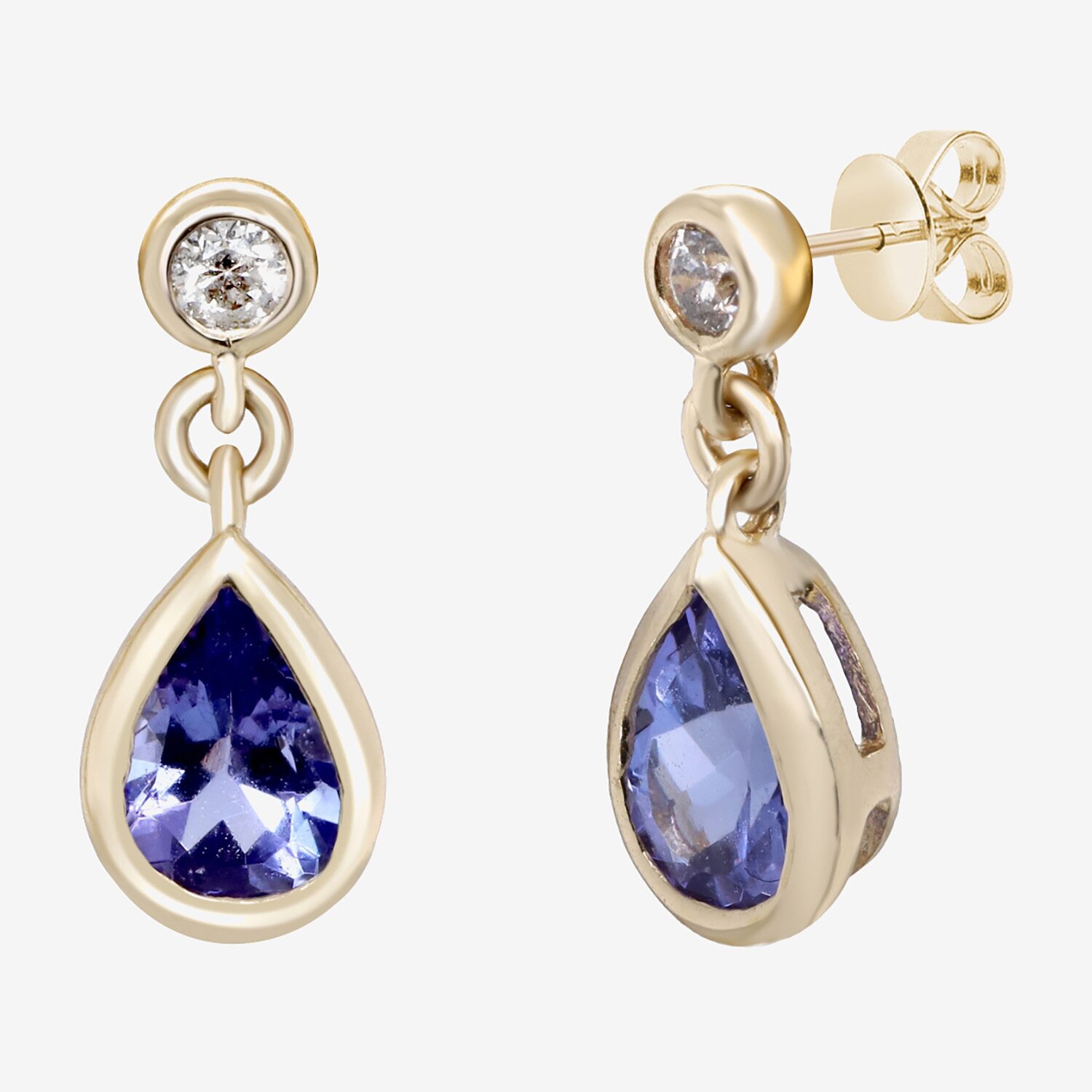 Limited Quantities! Womens Diamond Accent Genuine Blue Tanzanite 10K Gold Drop Earrings