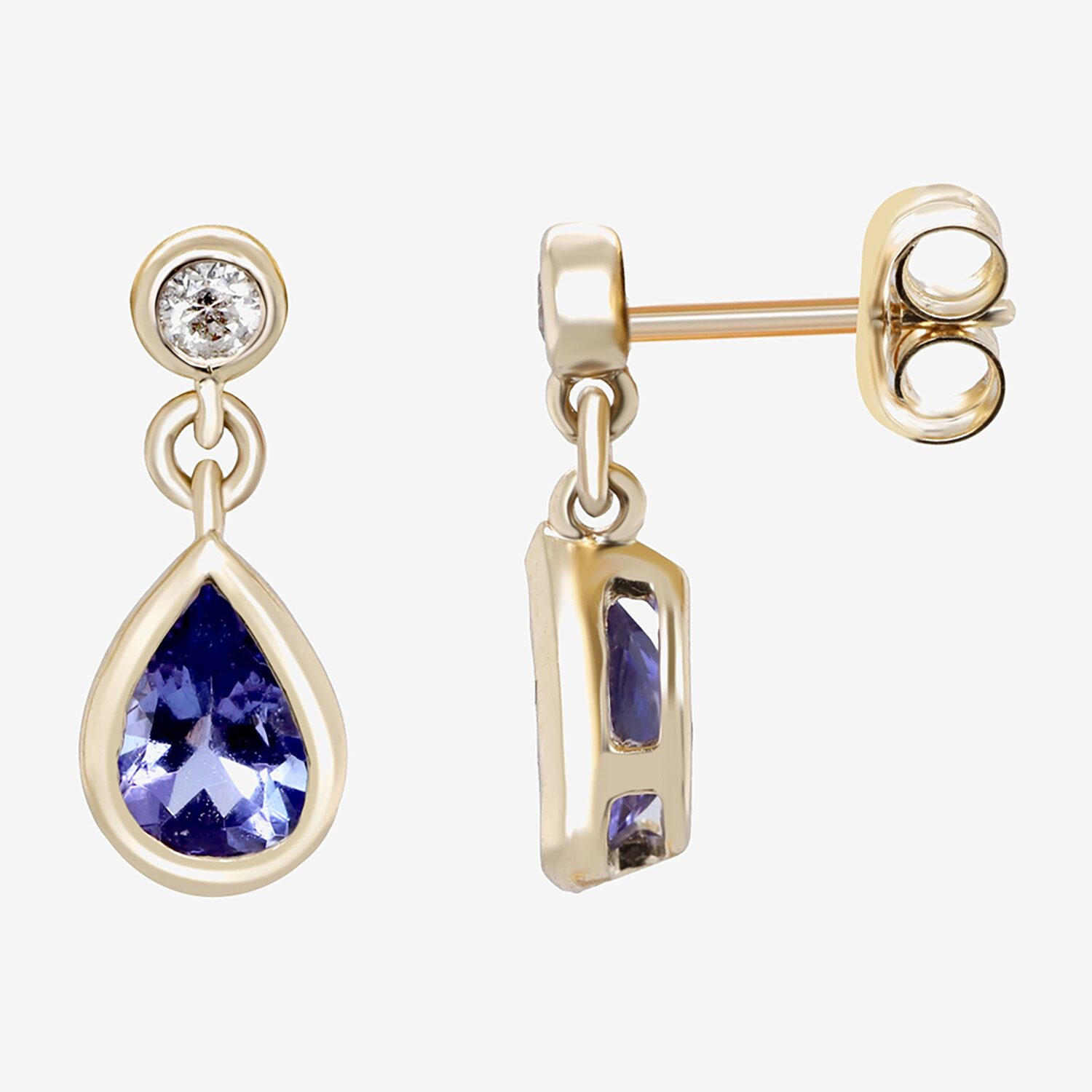 Limited Quantities! Womens Diamond Accent Genuine Blue Tanzanite 10K Gold Drop Earrings