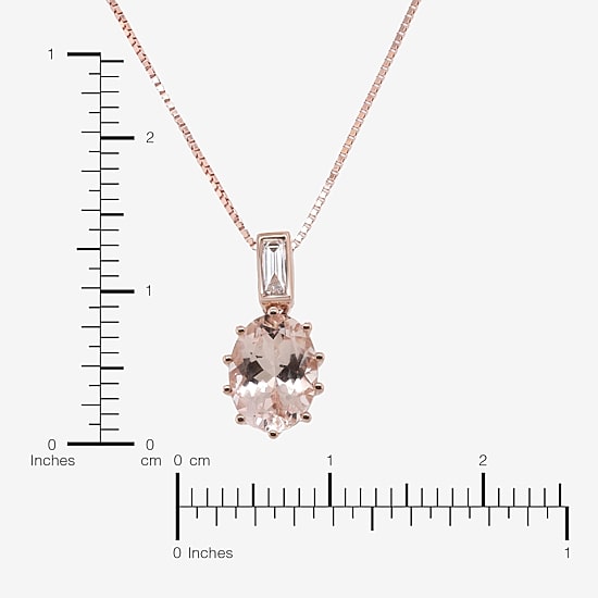 Limited Quantities! Womens Diamond Accent Genuine Pink Morganite 10K Gold Oval 18 Inch Pendant Necklace