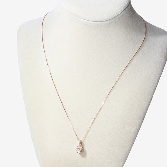 Limited Quantities! Womens Diamond Accent Genuine Pink Morganite 10K Gold Oval 18 Inch Pendant Necklace