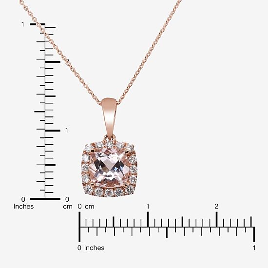 Limited Quantities! Womens 1/6 CT. T.W. Genuine Pink Morganite 10K Gold Cushion 18 Inch Pendant Necklace