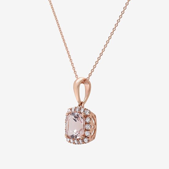Limited Quantities! Womens 1/6 CT. T.W. Genuine Pink Morganite 10K Gold Cushion 18 Inch Pendant Necklace