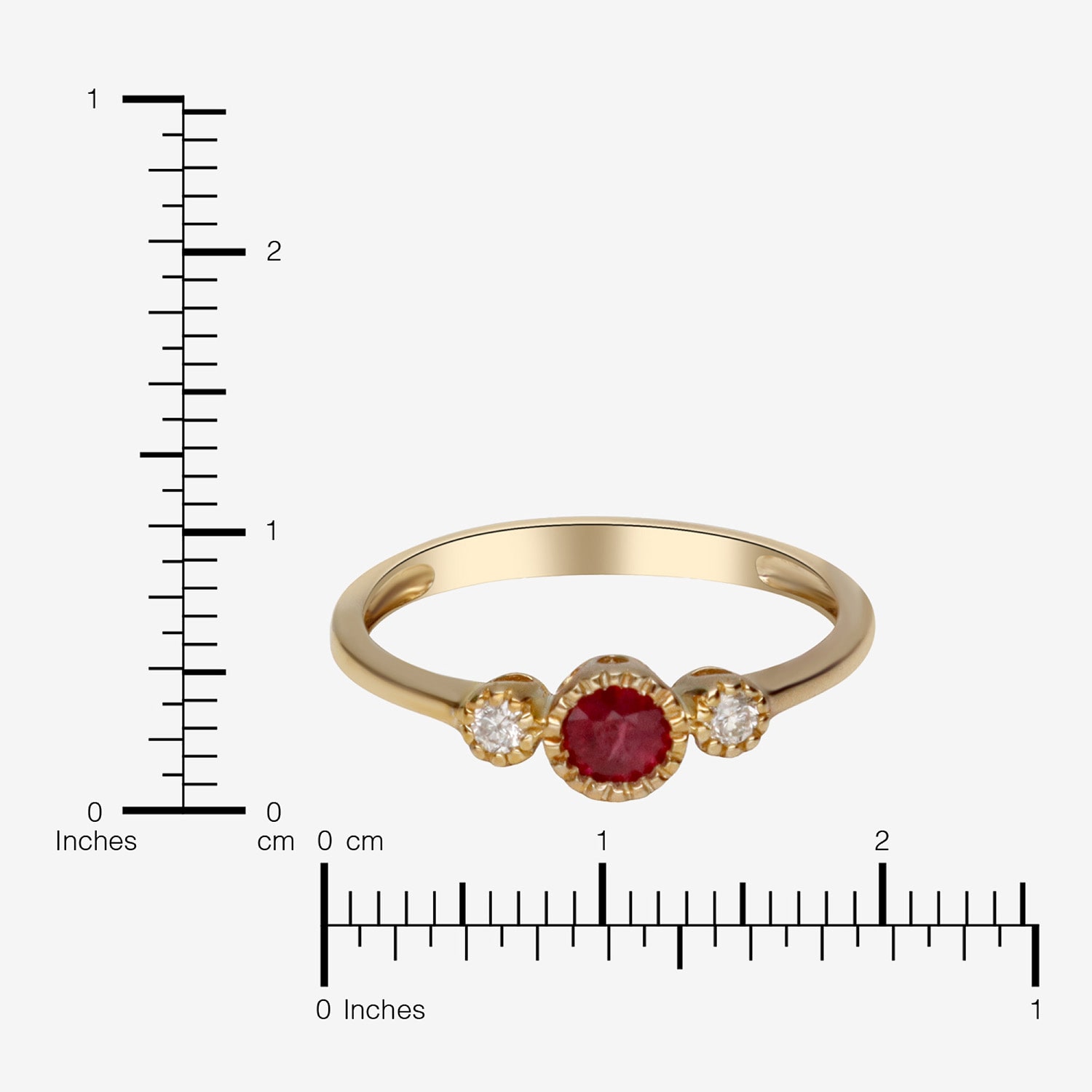 Limited Quantities! Womens Diamond Accent Genuine Red Ruby 10K Gold Round 3-Stone Cocktail Ring