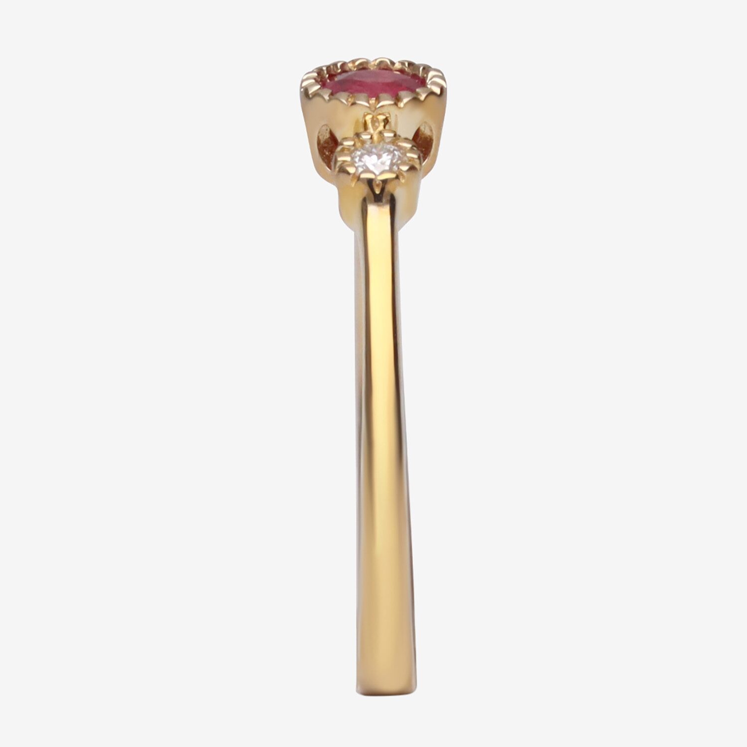 Limited Quantities! Womens Diamond Accent Genuine Red Ruby 10K Gold Round 3-Stone Cocktail Ring