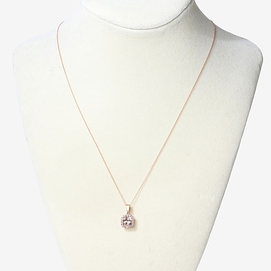 Limited Quantities! Womens 1/6 CT. T.W. Genuine Pink Morganite 10K Gold Cushion 18 Inch Pendant Necklace