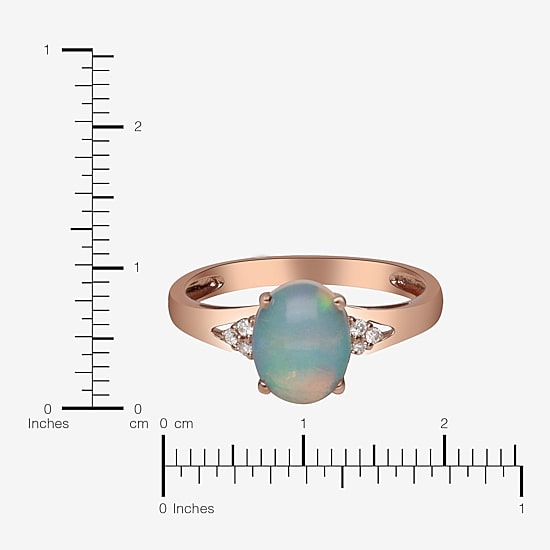 Limited Quantities! Womens Diamond Accent Genuine White Opal 10K Gold Oval Cocktail Ring