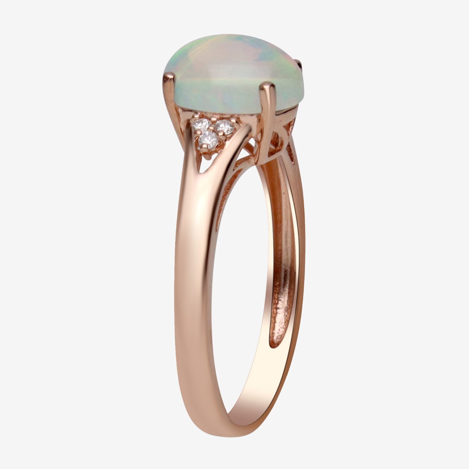 Limited Quantities! Womens Diamond Accent Genuine White Opal 10K Gold Oval Cocktail Ring
