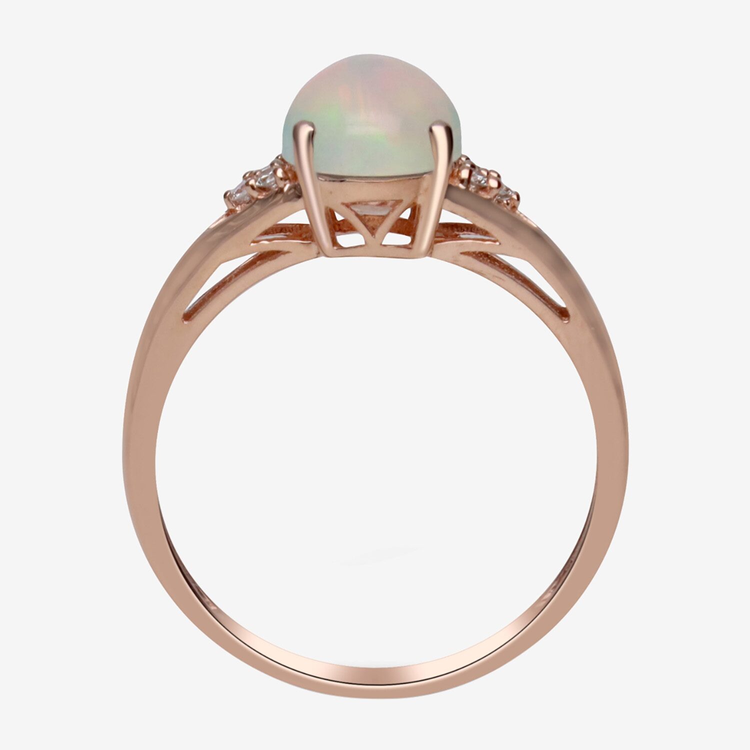 Limited Quantities! Womens Diamond Accent Genuine White Opal 10K Gold Oval Cocktail Ring