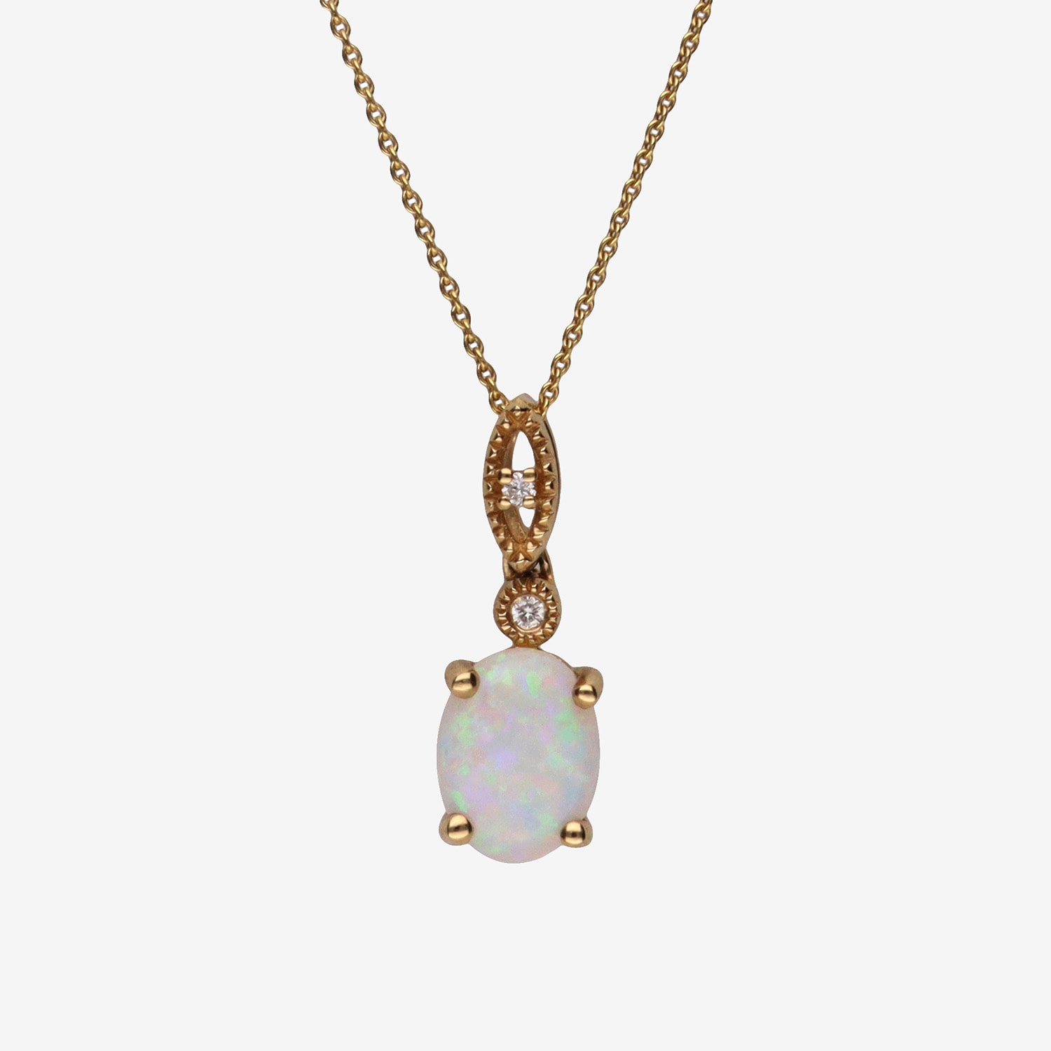 Limited Quantities! Womens Diamond Accent Genuine White Opal 10K Gold Oval 18 Inch Pendant Necklace