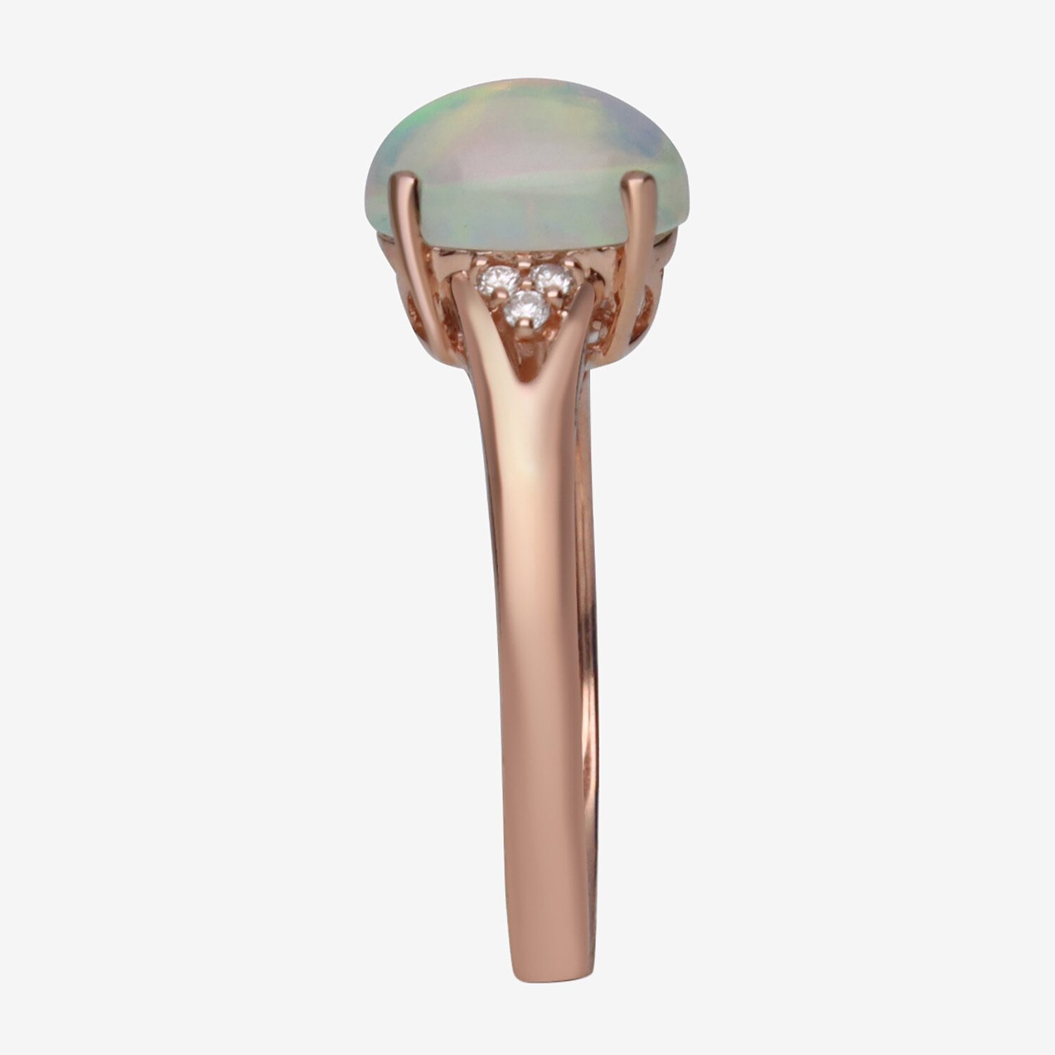 Limited Quantities! Womens Diamond Accent Genuine White Opal 10K Gold Oval Cocktail Ring