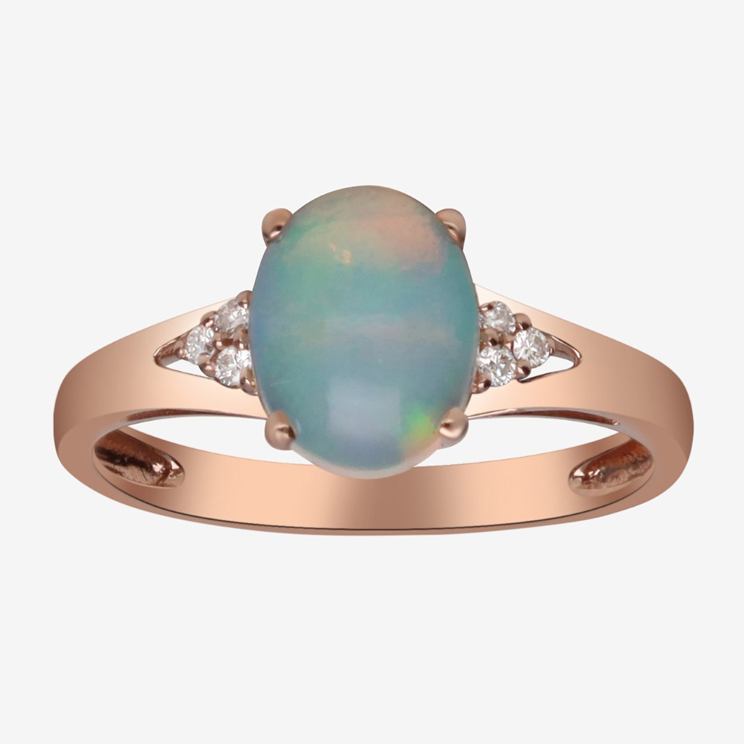 Limited Quantities! Womens Diamond Accent Genuine White Opal 10K Gold Oval Cocktail Ring