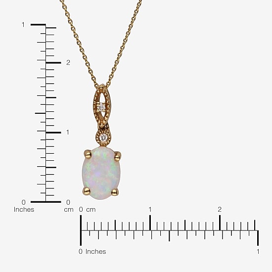 Limited Quantities! Womens Diamond Accent Genuine White Opal 10K Gold Oval 18 Inch Pendant Necklace