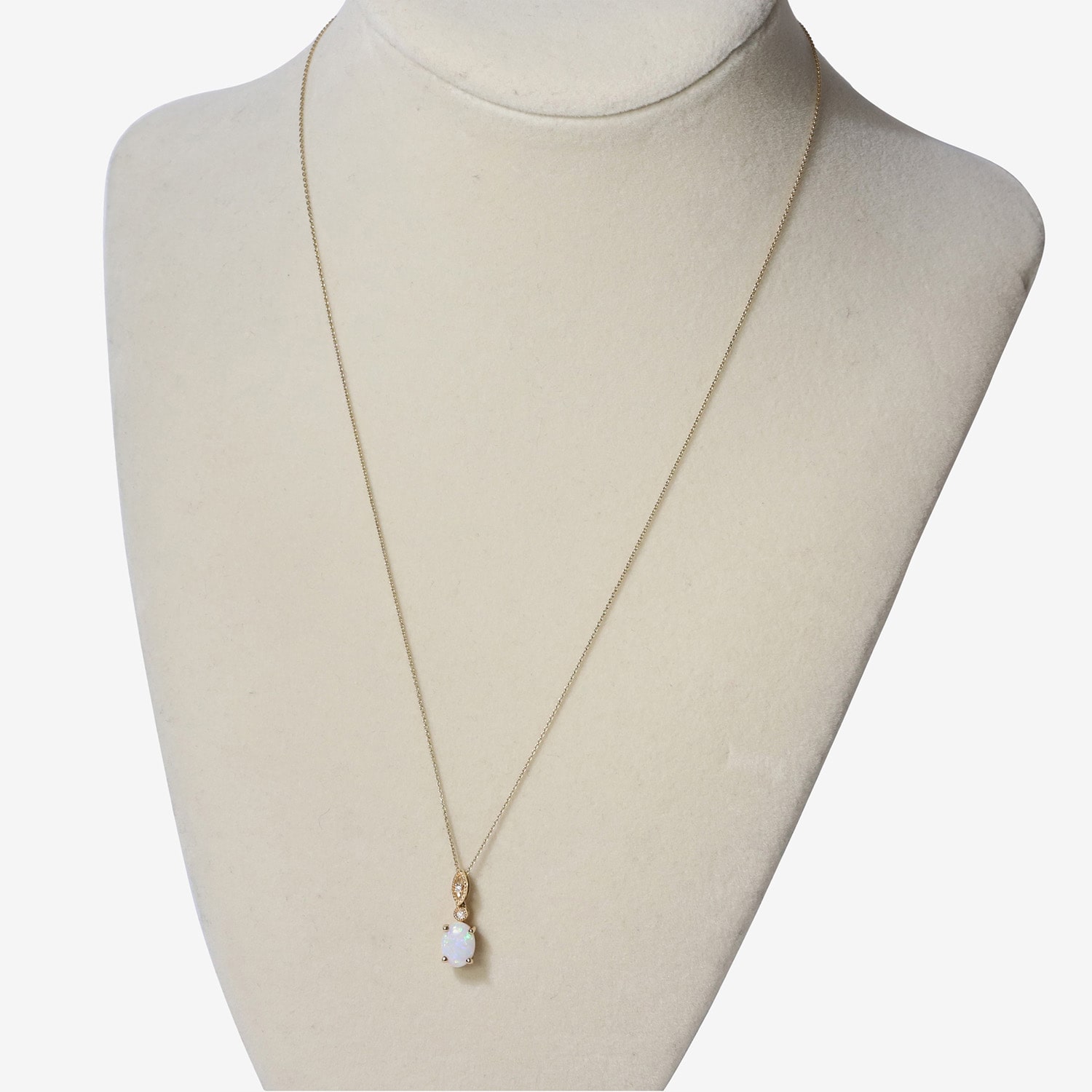 Limited Quantities! Womens Diamond Accent Genuine White Opal 10K Gold Oval 18 Inch Pendant Necklace