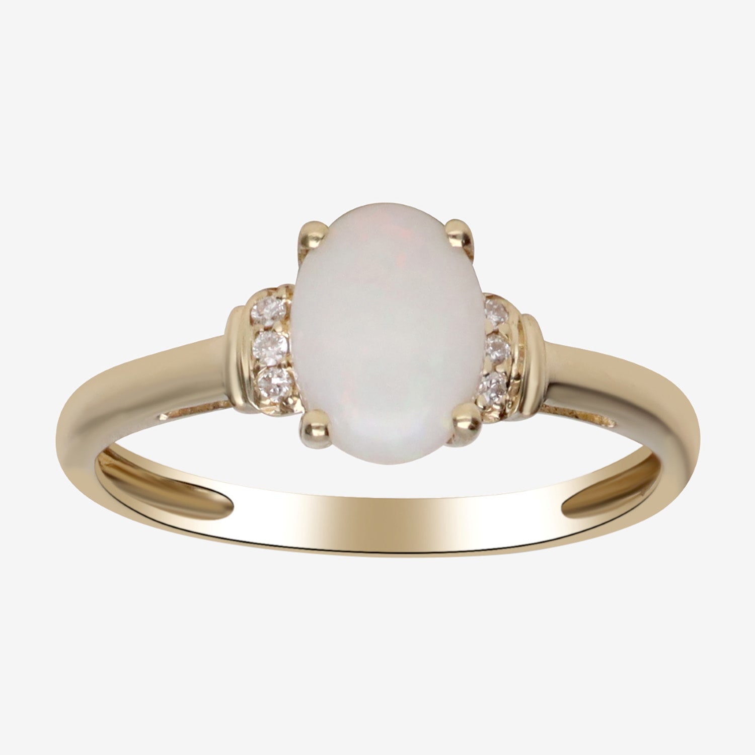 Limited Quantities! Womens Diamond Accent Genuine White Opal 10K Gold Oval Cocktail Ring