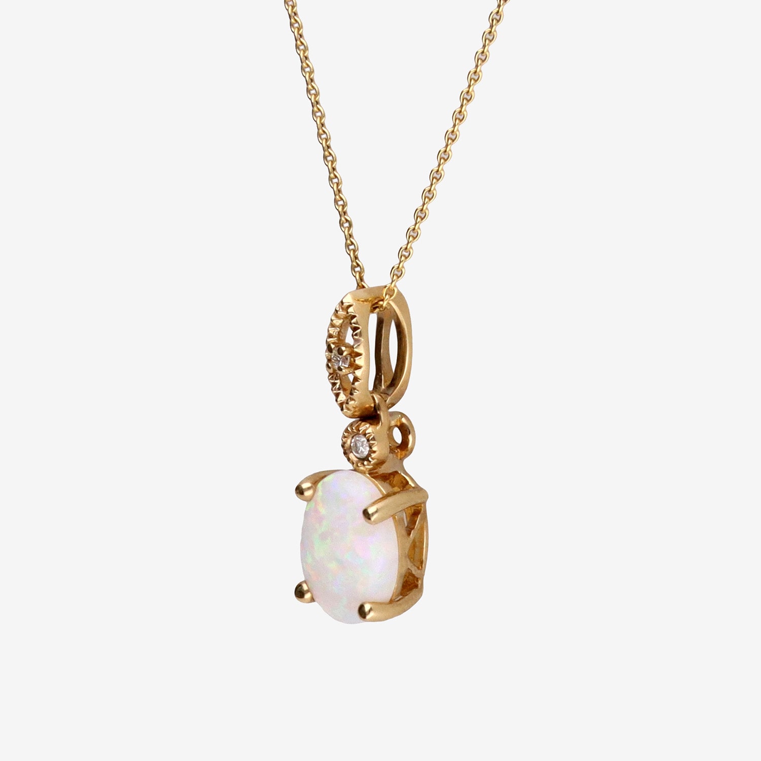 Limited Quantities! Womens Diamond Accent Genuine White Opal 10K Gold Oval 18 Inch Pendant Necklace