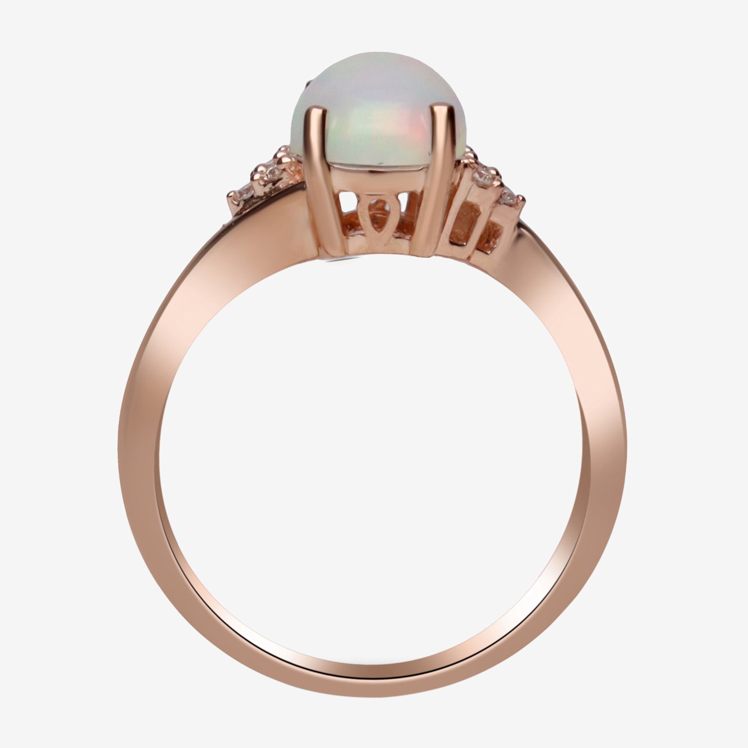 Limited Quantities! Womens Diamond Accent Genuine White Opal 10K Gold Oval Cocktail Ring