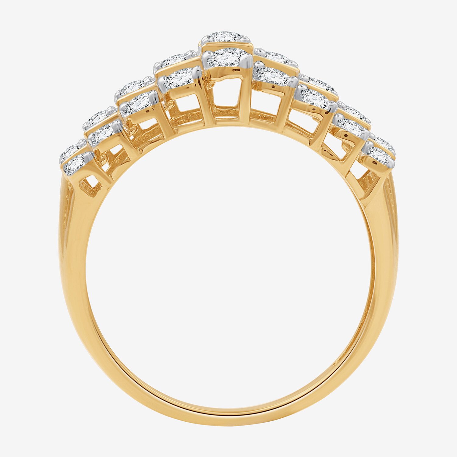 (F / Si1-Si2) Womens 1 CT. T.W. Lab Grown White Diamond 10K Gold Cluster Cocktail Ring
