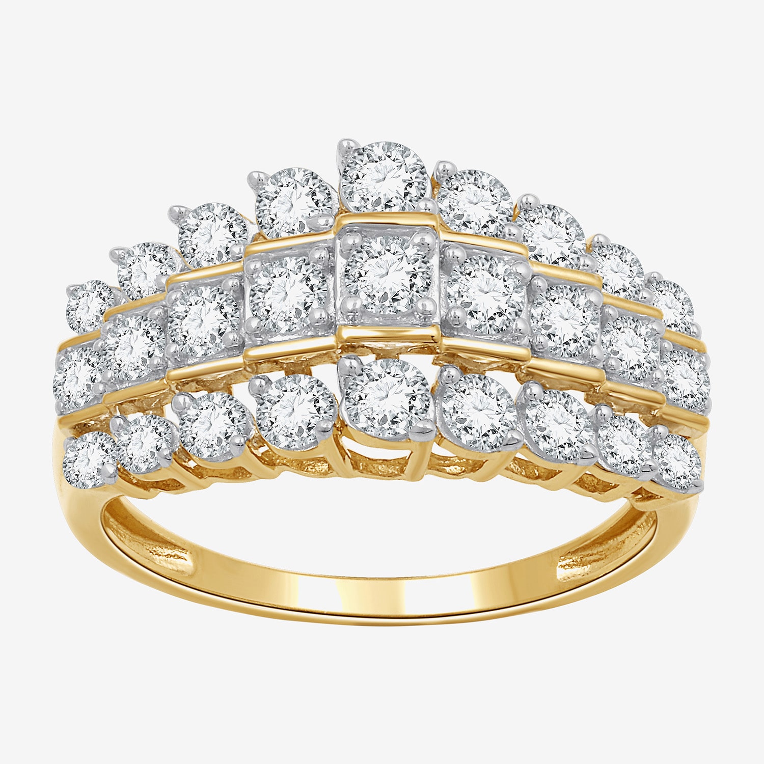 (F / Si1-Si2) Womens 1 CT. T.W. Lab Grown White Diamond 10K Gold Cluster Cocktail Ring