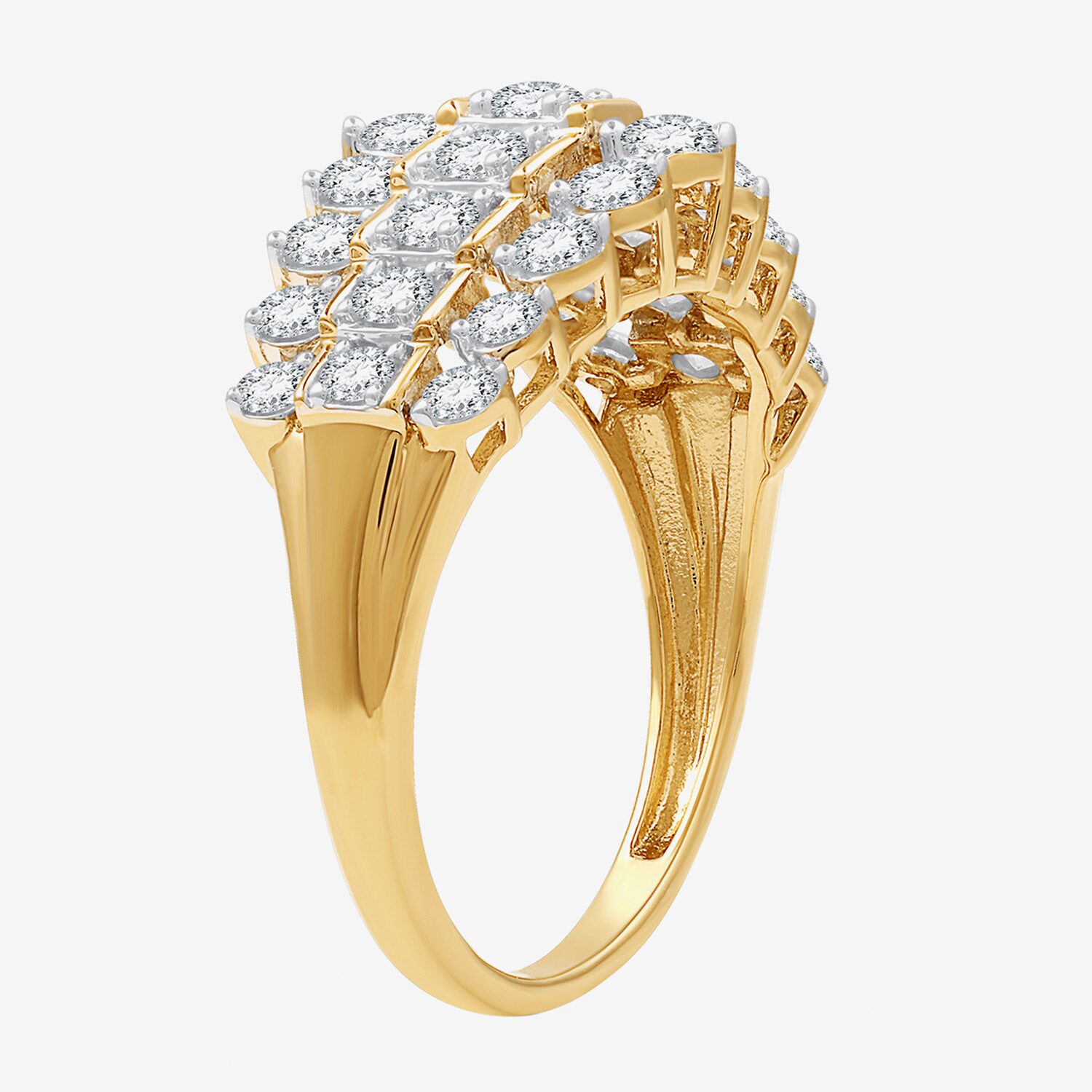 (F / Si1-Si2) Womens 1 CT. T.W. Lab Grown White Diamond 10K Gold Cluster Cocktail Ring