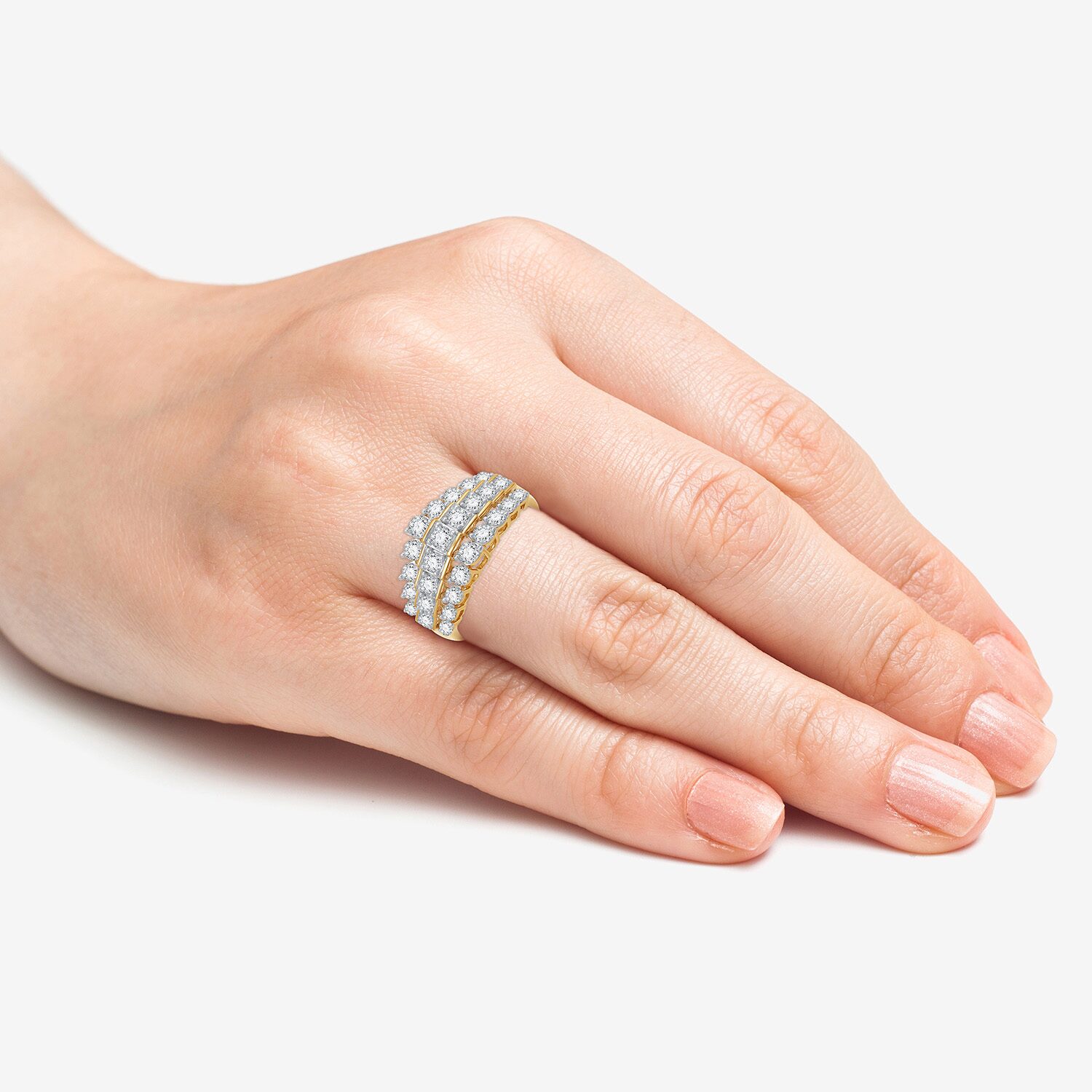 (F / Si1-Si2) Womens 1 CT. T.W. Lab Grown White Diamond 10K Gold Cluster Cocktail Ring