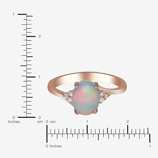 Limited Quantities! Womens Diamond Accent Genuine White Opal 10K Rose Gold Oval Cocktail Ring