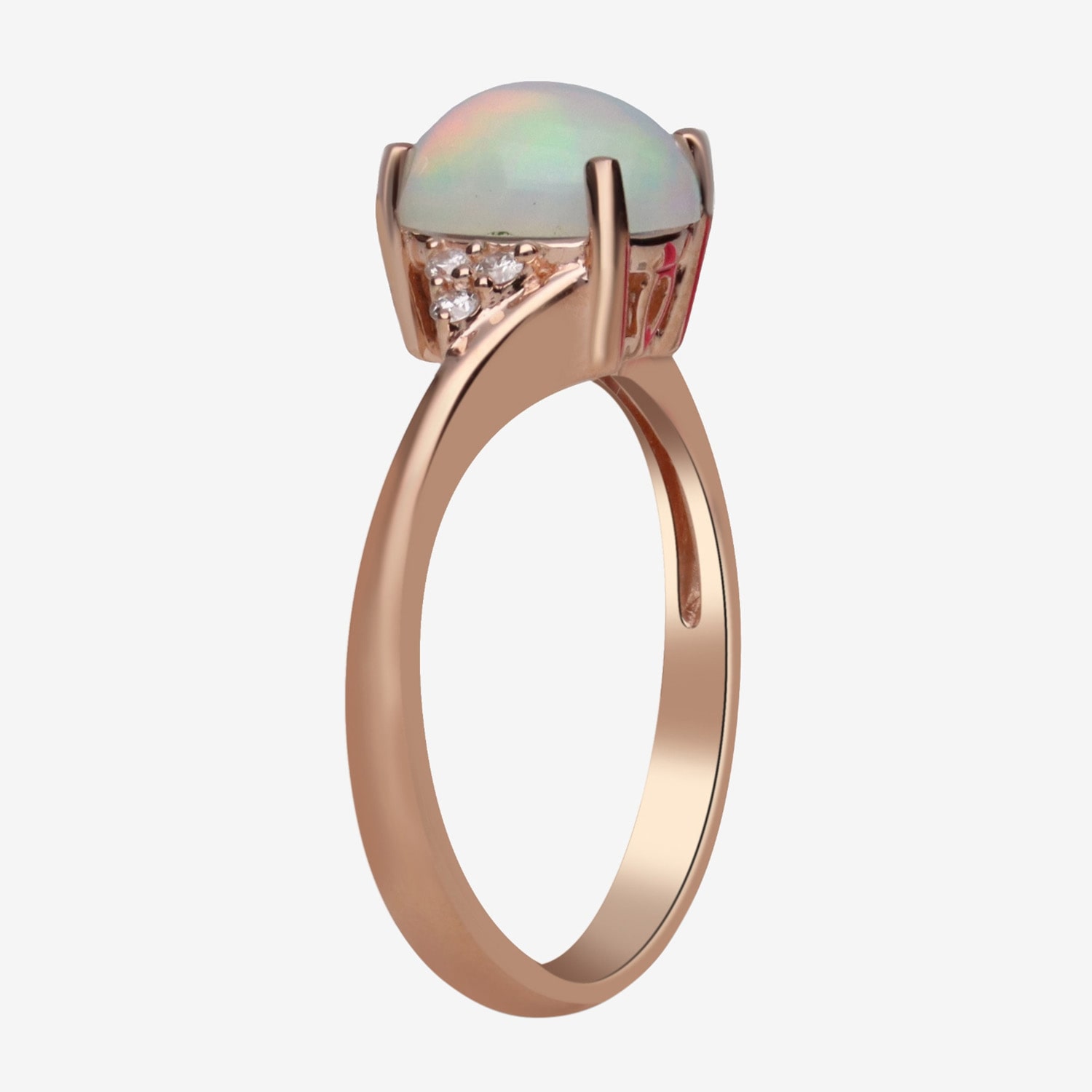 Limited Quantities! Womens Diamond Accent Genuine White Opal 10K Gold Oval Cocktail Ring