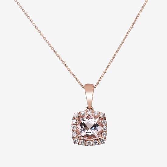 Limited Quantities! Womens 1/6 CT. T.W. Genuine Pink Morganite 10K Gold Cushion 18 Inch Pendant Necklace