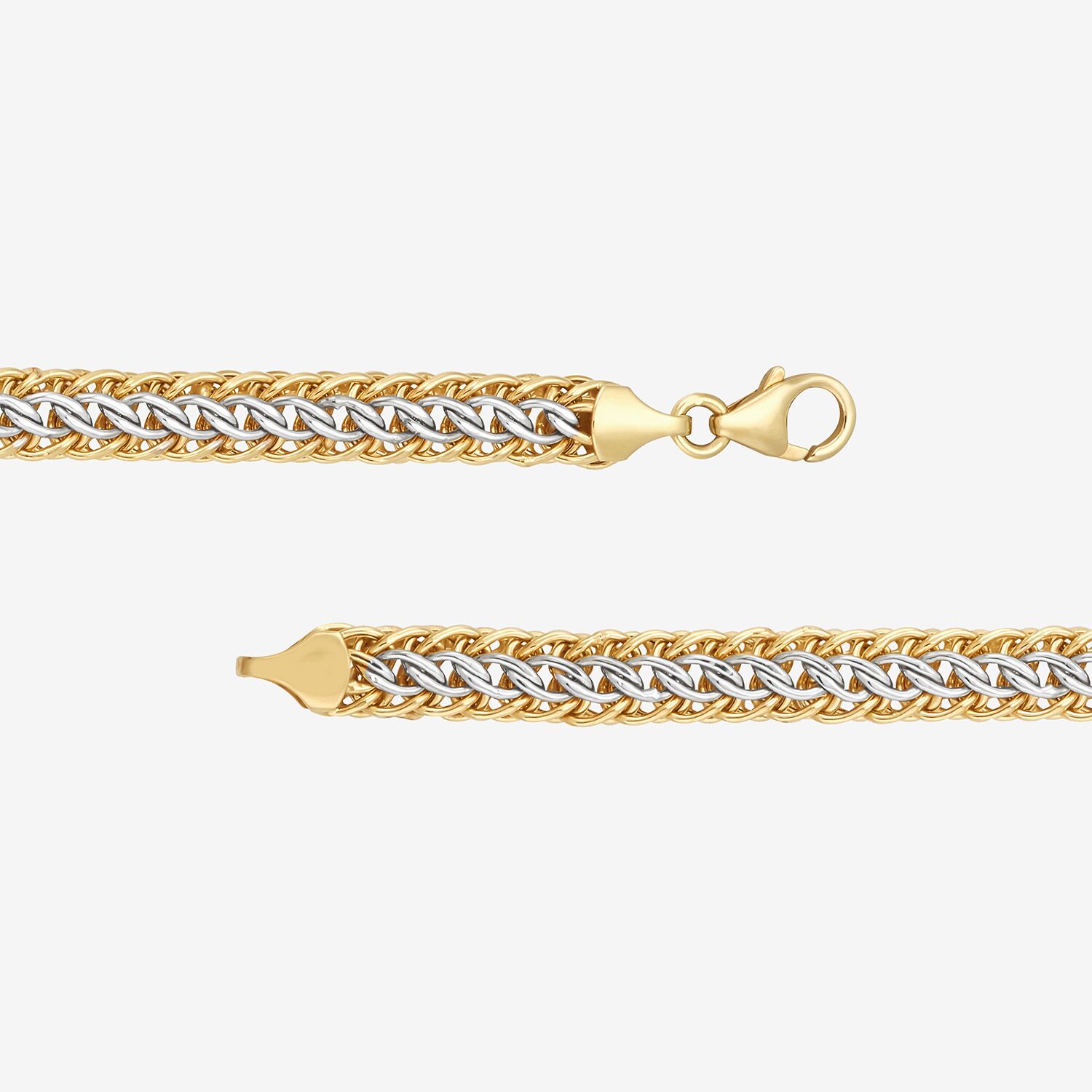 Bonded Brilliance Womens 14K Gold Bonded With Sterling Silver 7.25 Inch Hollow Link Chain Bracelet