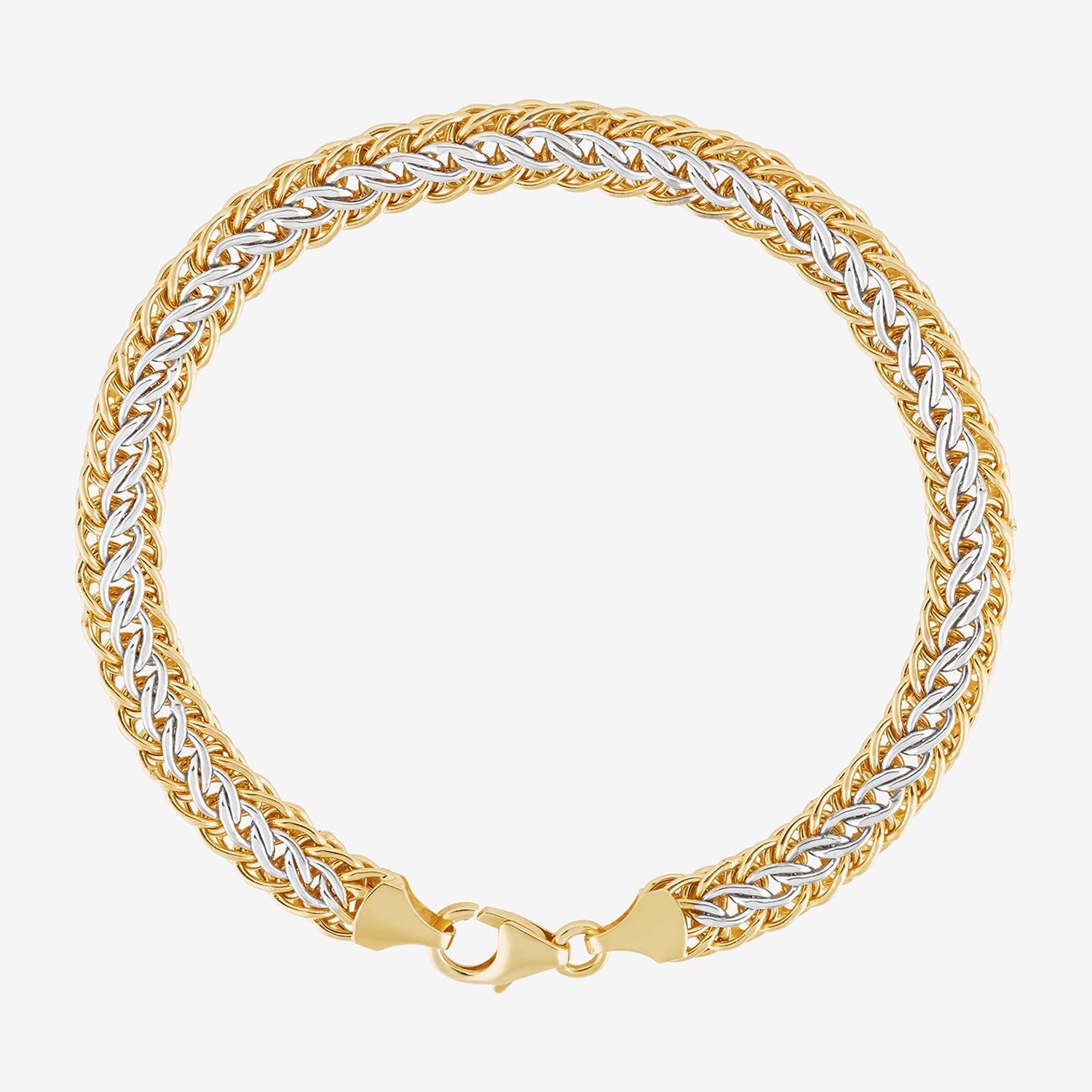 Bonded Brilliance Womens 14K Gold Bonded With Sterling Silver 7.25 Inch Hollow Link Chain Bracelet