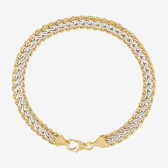 Bonded Brilliance Womens 14K Gold Bonded With Sterling Silver 7.25 Inch Hollow Link Chain Bracelet