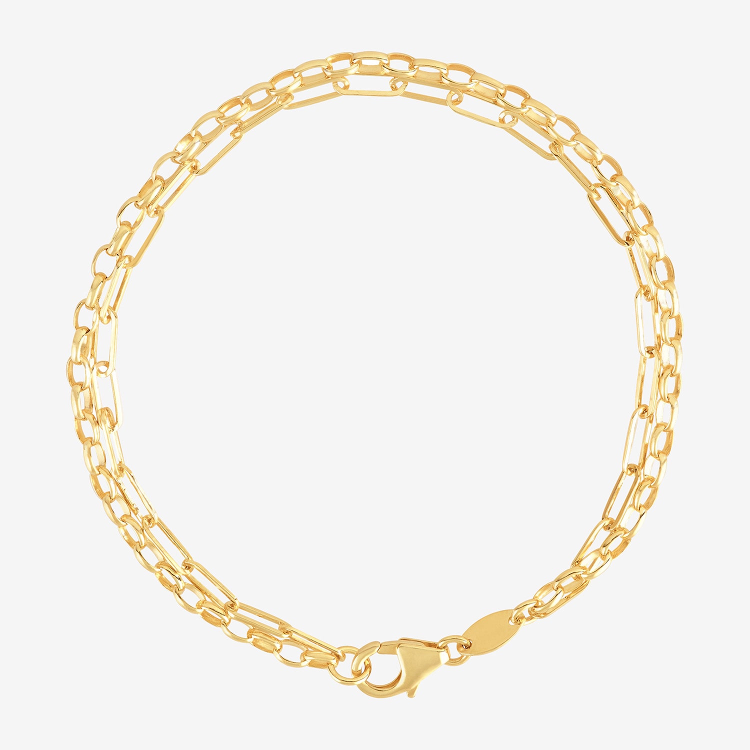 Bonded Brilliance Womens 14K Gold Bonded With Sterling Silver 7.25 Inch Solid Chain Bracelet