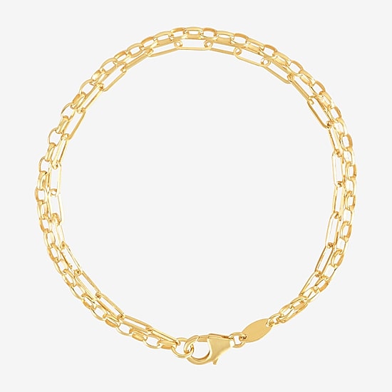 Bonded Brilliance Womens 14K Gold Bonded With Sterling Silver 7.25 Inch Solid Chain Bracelet