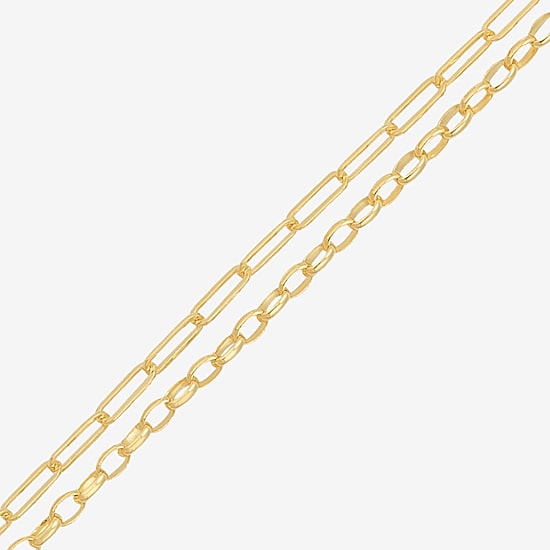 Bonded Brilliance Womens 14K Gold Bonded With Sterling Silver 7.25 Inch Solid Chain Bracelet