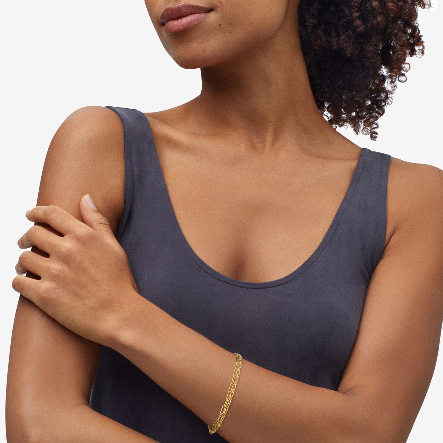 Bonded Brilliance Womens 14K Gold Bonded With Sterling Silver 7.25 Inch Solid Chain Bracelet