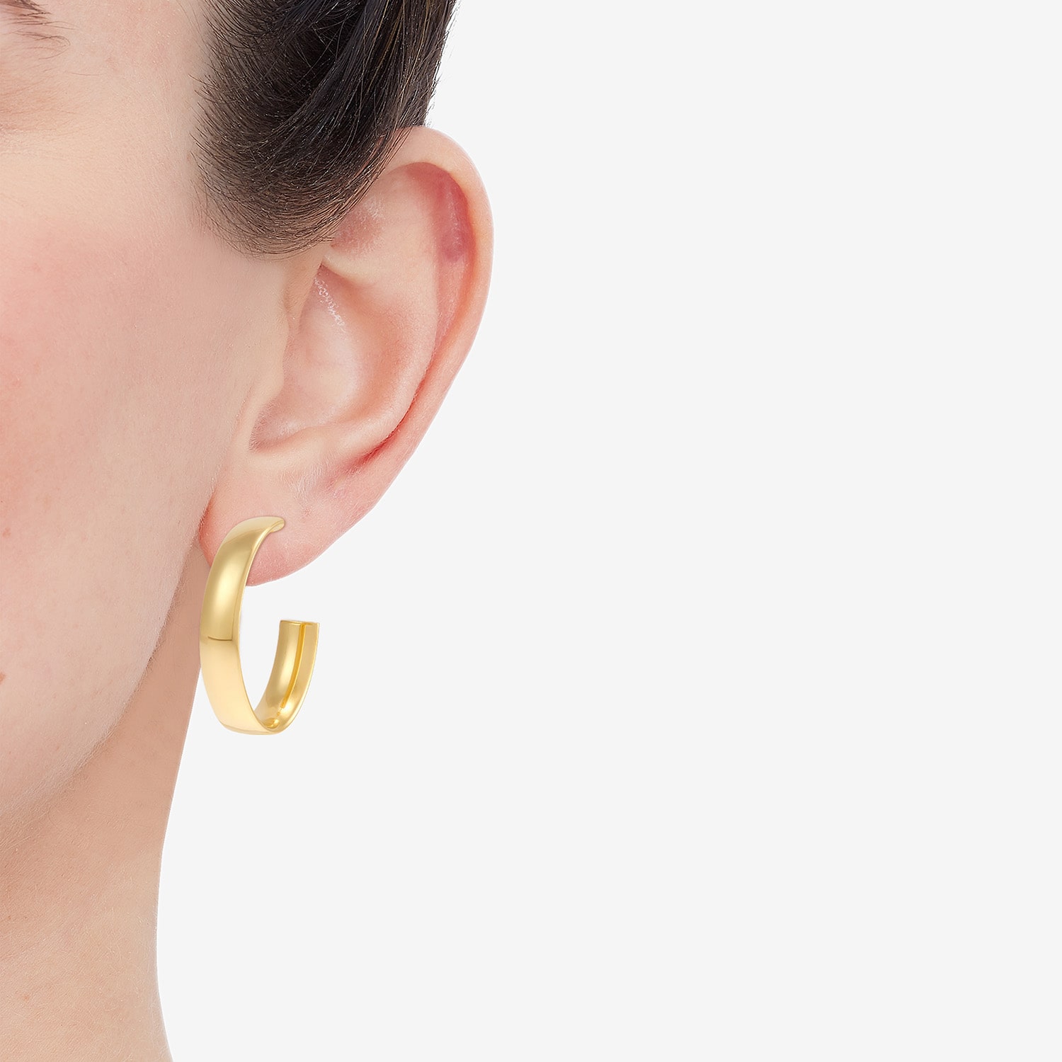 Bonded Brilliance Womens 14K Gold Bonded With Sterling Silver 27.7mm Hoop Earrings