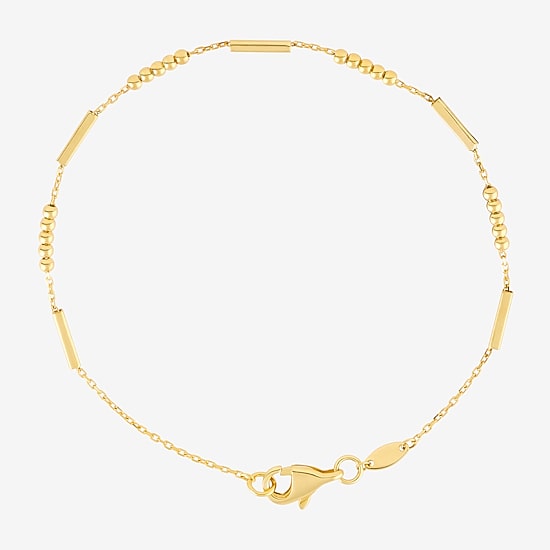 Bonded Brilliance Womens 14K Gold Bonded With Sterling Silver 7.5 Inch Solid Link Chain Bracelet