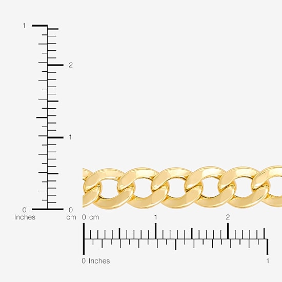 Bonded Brilliance Unisex Adult 14K Gold Bonded With Sterling Silver 8 1/2 Inch Hollow Cuban Chain Bracelet