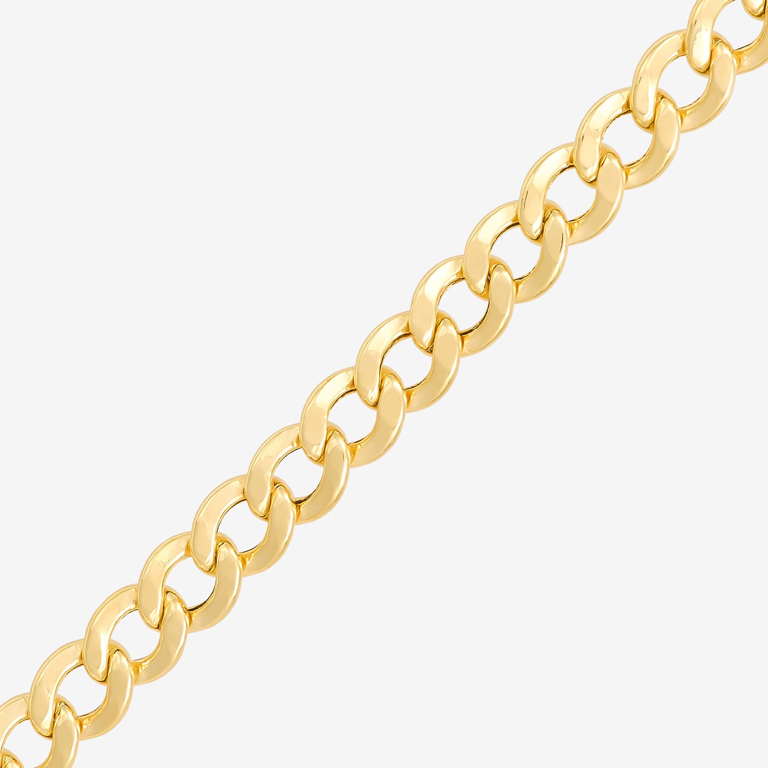Bonded Brilliance Unisex Adult 14K Gold Bonded With Sterling Silver 8 1/2 Inch Hollow Cuban Chain Bracelet